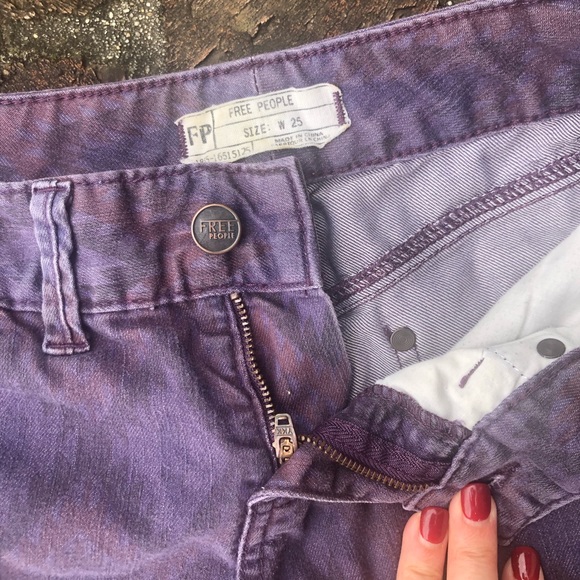 free people purple print skinny jeans sz 25 - Picture 2 of 6